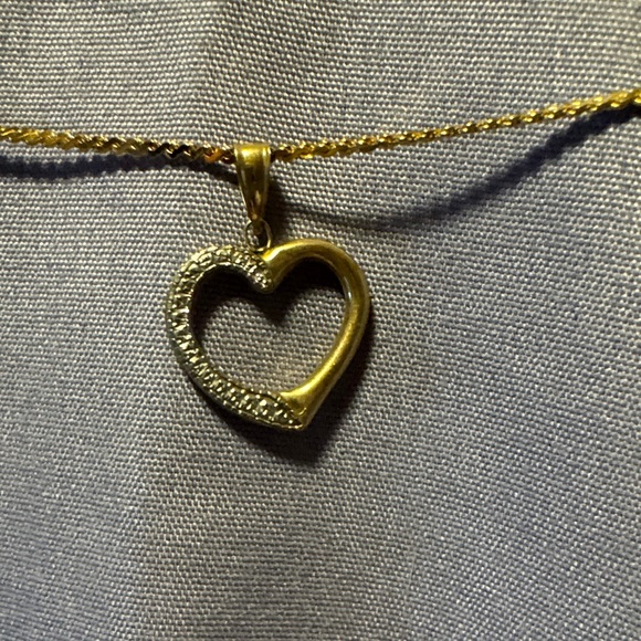 Gold and Silver Heart Pendant Necklace